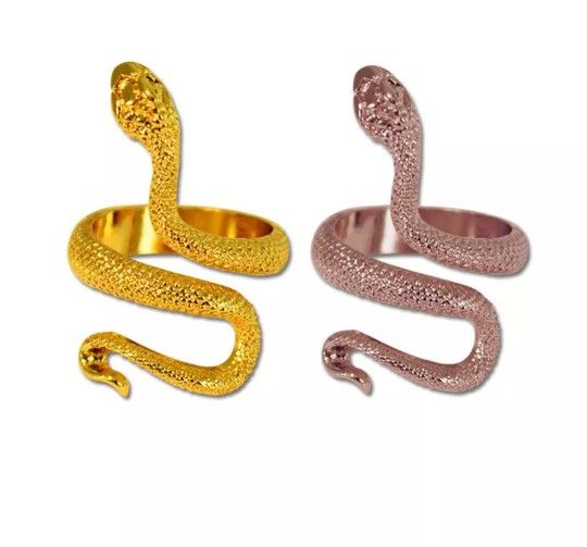 Adjustable Gold Plated Or Rose Gold Plated Snake Ring
