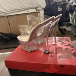 Women’s Clear 8 Stripper Heels Wedges 