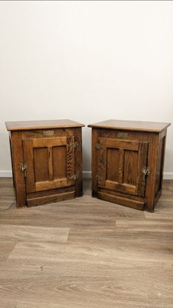 Vintage White Clad Ice Boxes. Set. Pair.