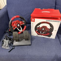 Nintendo Switch Mario Kart Racing Wheel Pro Deluxe  & Pedals • Complete w/ Box