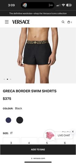 Versace Greca Border Black Mens Swim Trunks SIZE: 3 (IT) for Sale