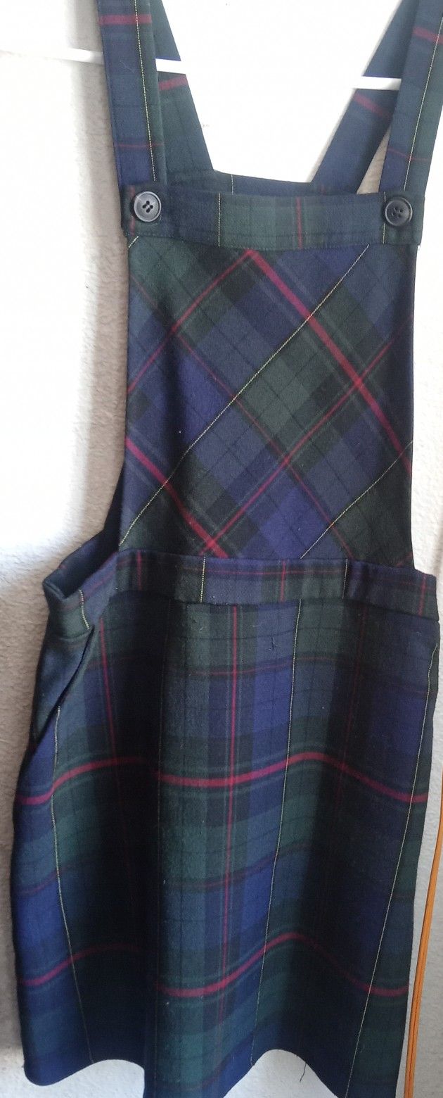 Girls/Teens Green Plaid Overall Dress Size Small In Excellent Condition 
