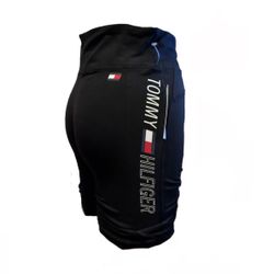 Tommy Hilfiger Sport Black Women’s Shorts — Size Small Screenprint Logo Y2K Tight Fit Gym Gothic Casual Going Out Red/White Screenprint Deadstock