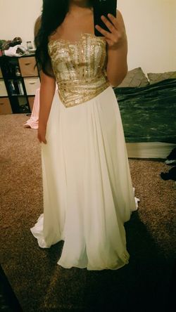 Terani Gold Embellished Prom Dress