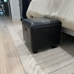 Faux Leather Storage Ottoman