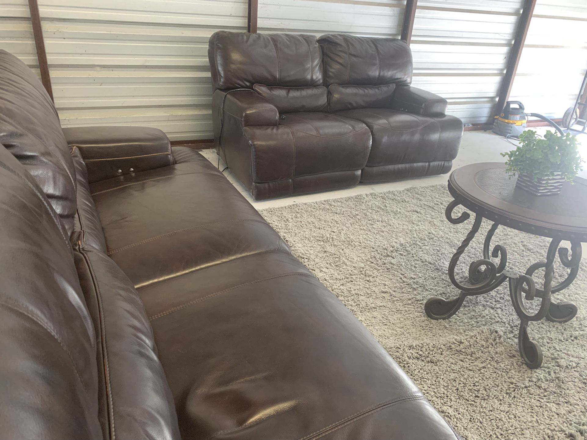 Star Furniture Brown Top Grain Leather Electric Sofa Set