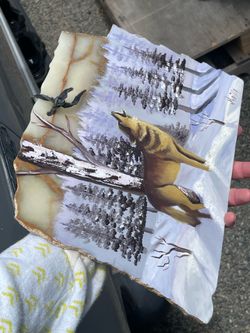 Hand painted Winter  Wolf Howl