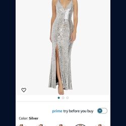 Formal/Prom Dress Silver And white Sequin Dress