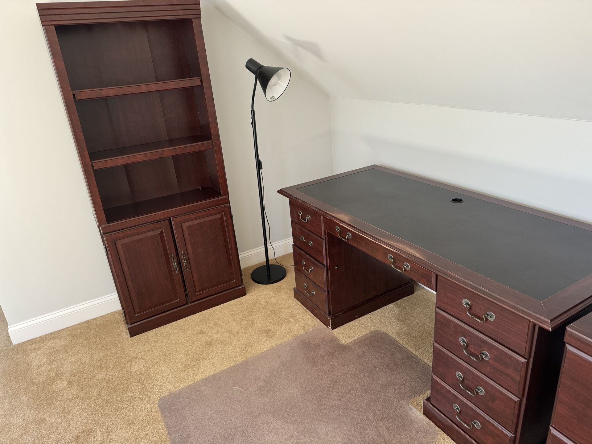 Office furniture - desk, filing cabinet, and storage cabinet