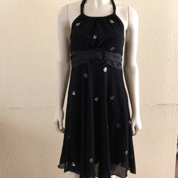 Hype tie halter neck, black dress with sequin details. youth size 14  