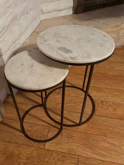 White Stone End Table / Side Tables
