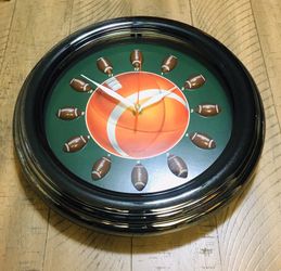 Football clock w / green neon