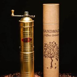 IMPORTED Coffee Grinder - Turkish Brass Sozen Brand + FREE 8oz dark roast coffee beans