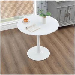 Lowry White Wood Round Column Dining Table 