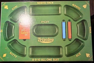 Cadaco Tripoley Vintage 1960s Card Game Set w/ Tray, Chips, Cards, Instructions Vintage 1968 Card Game Set w/ Tray, Chips, Cards, Instructions
