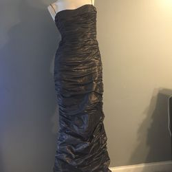 Rickie Freeman Teri Jon Formal Gown Spaghetti Straps Charcoal Dress Size 6