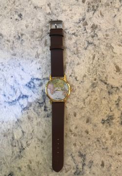 Brown and Gold Women’s World Map Watch