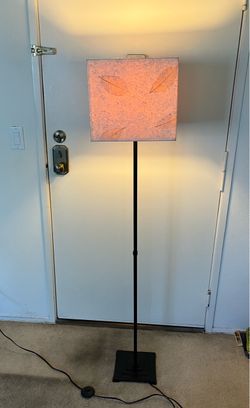 Modern Floor Lamp with Square Leaf Motif Shade