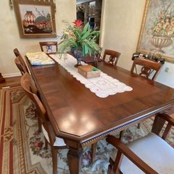 Gorgeous 10 PC Dining Set- 8 Upholstered Chairs