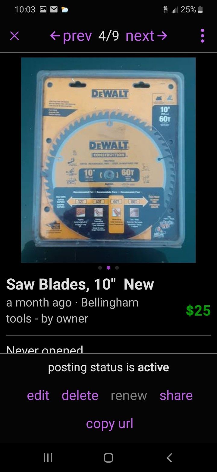 10 Inch Saw Blades, NEW