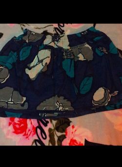 Navy Blue Abstract Flower Skirt