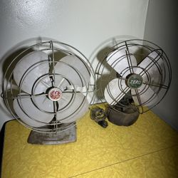 Antique Fan Lot Of Two. 14-16” Tall