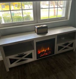 Farmhouse Fireplace TV Stand 80”