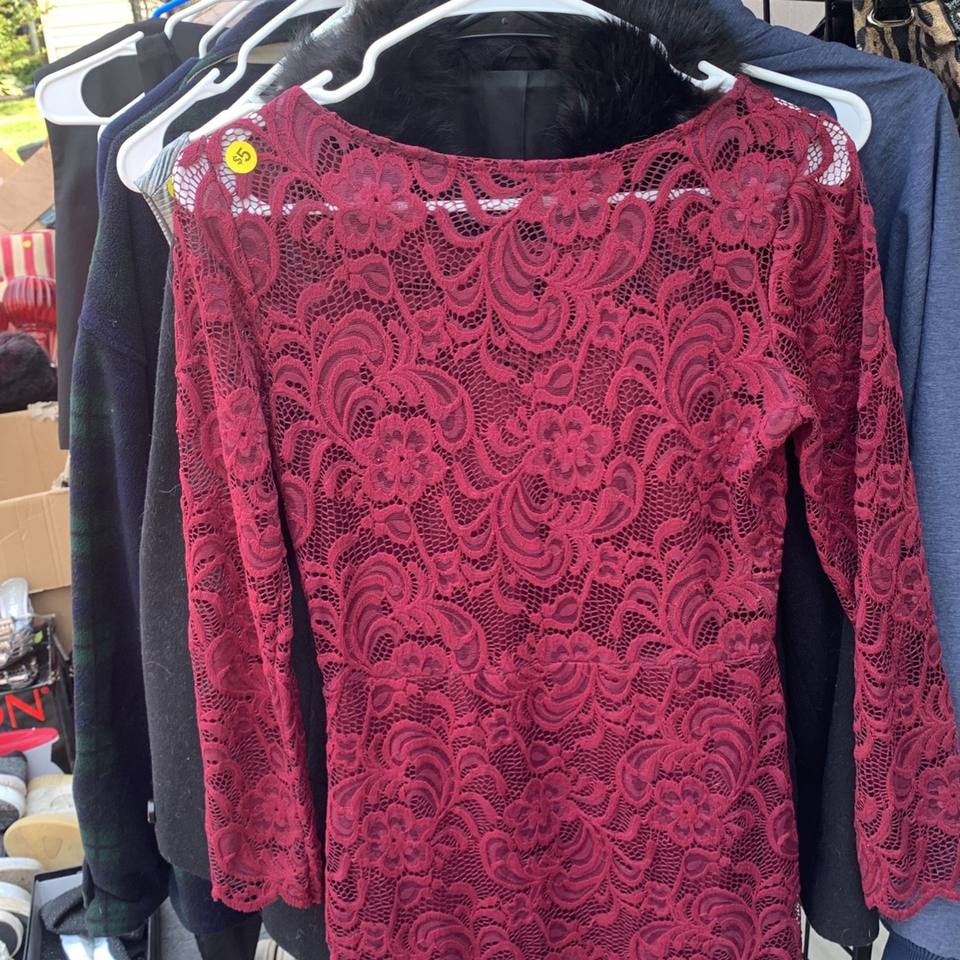 Burgundy Lace Bodycon Dress