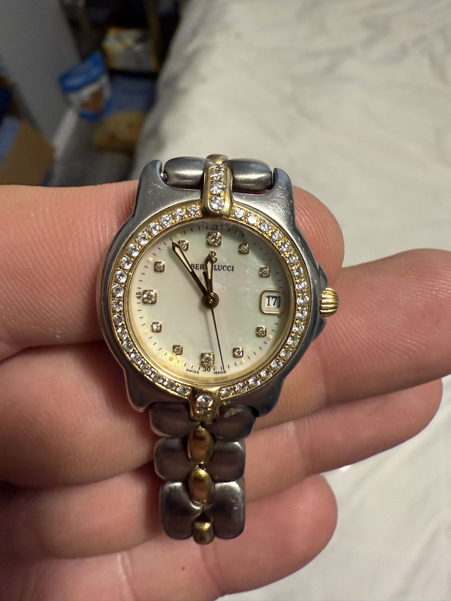 Bertolucci Woman’s 18k Gold And Silver Medals Diamonds Encrusted Face