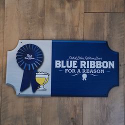 Pabst Blue Ribbon Wood Beer Bar Sign