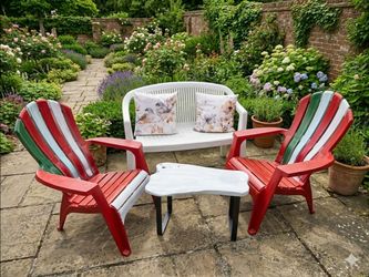 4 pcs resin sets bench adirondack plus table