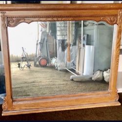 Very Nice Good Condition Big Old Heavy Vintage Mirror Real Solid Wood