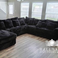 Black Oversized Plush Sectionals