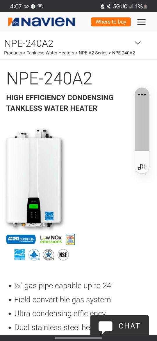 New, Never Been Used Tankless Water Heater