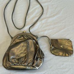 Karen small gold purse with attached pouch