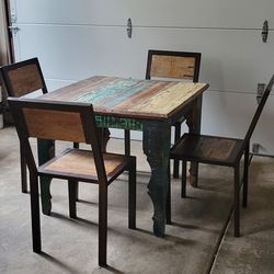 Rustic Reclaimed Wood wrought iron 5 Piece dining set