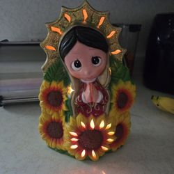 Virgen de Guadalupe table lamp, specifically in a "Lupita"