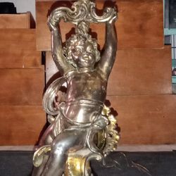 Antique Cherub Angel Lamp 