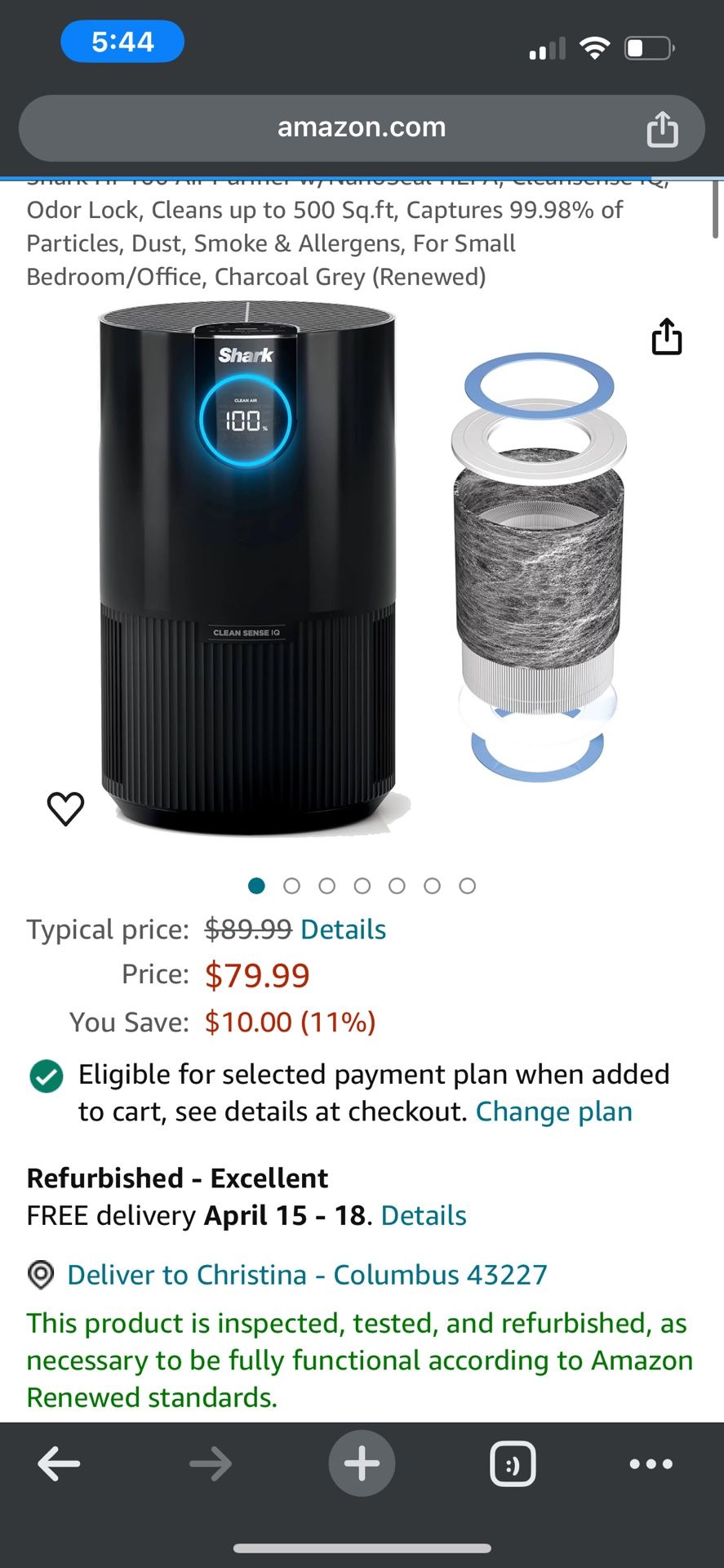 Shark Air purifier Hp100