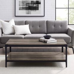 Rustic wood veneer grey wash 48” X 18” coffee table