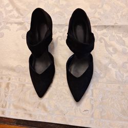 BlackFaux Suede Kitten Heel 