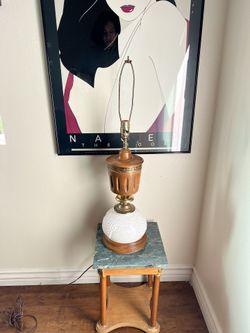 Vintage Wood, Metal And Milk Glass Lamps