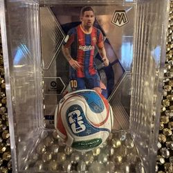 Lionel Messi Shadow Box With Card And Soccer Ball