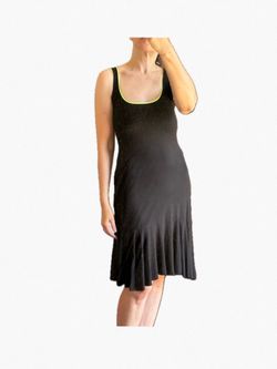 Y2K Black Neon Trim Dress Drop Waist Flounce Ruffle Stretch Bra XS S Polo Garage