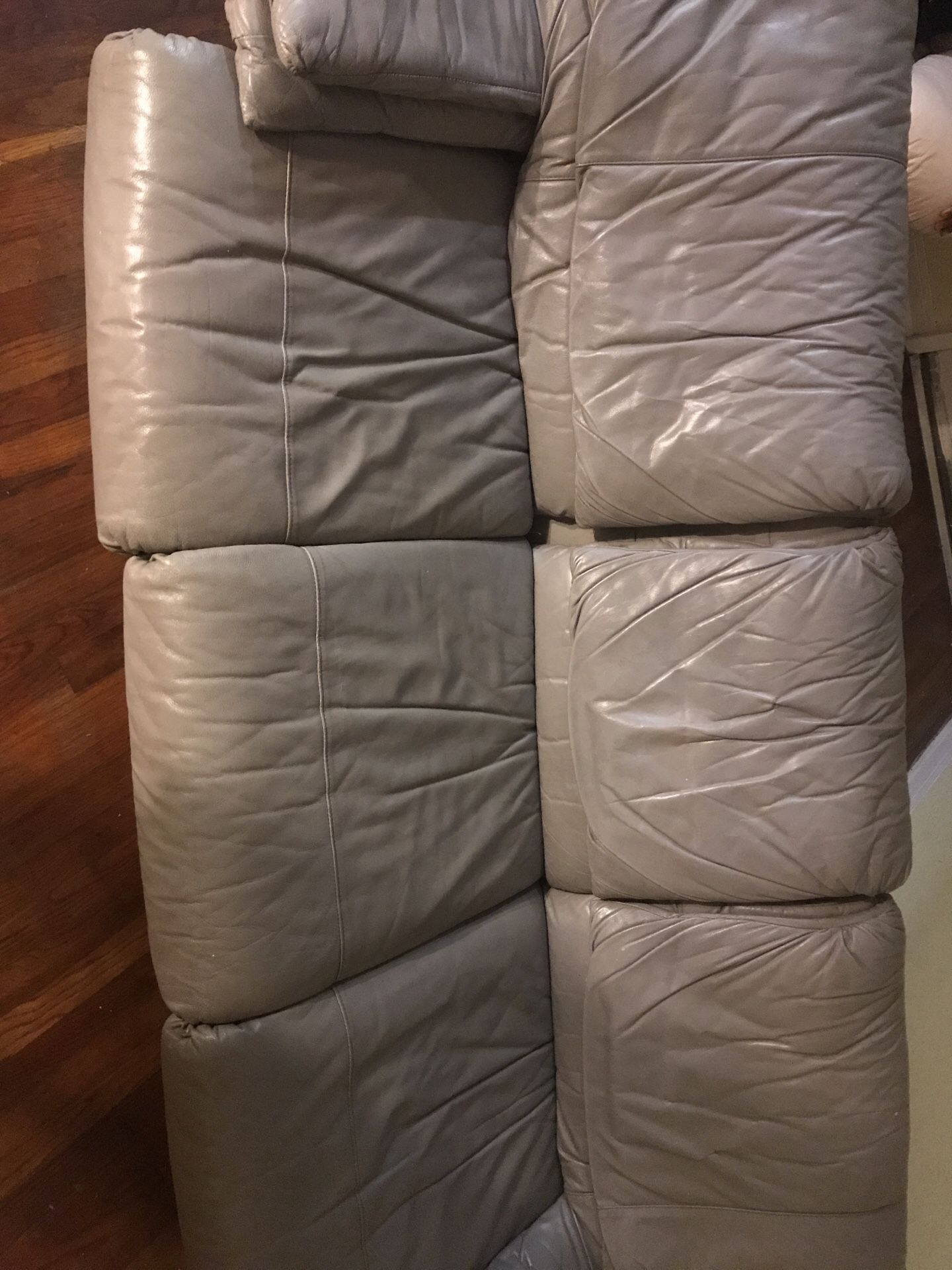 Two gray Free!! couches, one bed with frame (water damage)
