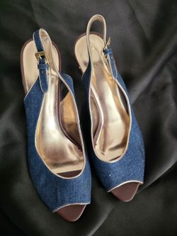 Vintage Unbranded Y2k denim slingback heels