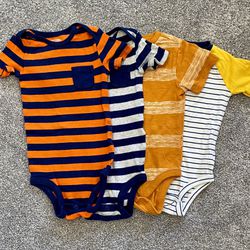 Bundle of 4 Short Sleeve Baby Bodysuit, Size 12-18 Months