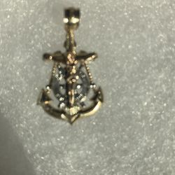Tri color 10k gold anchor