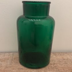 Vintage Green Glass Jar Made In Italy Antique 