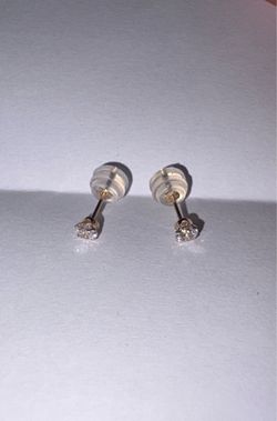 NEW Solid 14K Gold 3mm CZ Stud Earrings-14k stamped on the post